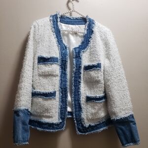 Nanette Lepore Women's White/Denim Jacket Size Large